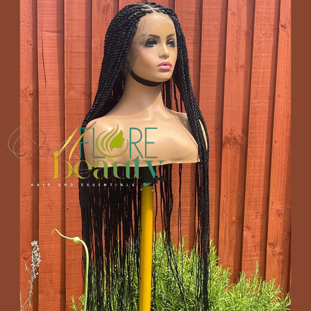 30 Inch Black Rope Twist Wig