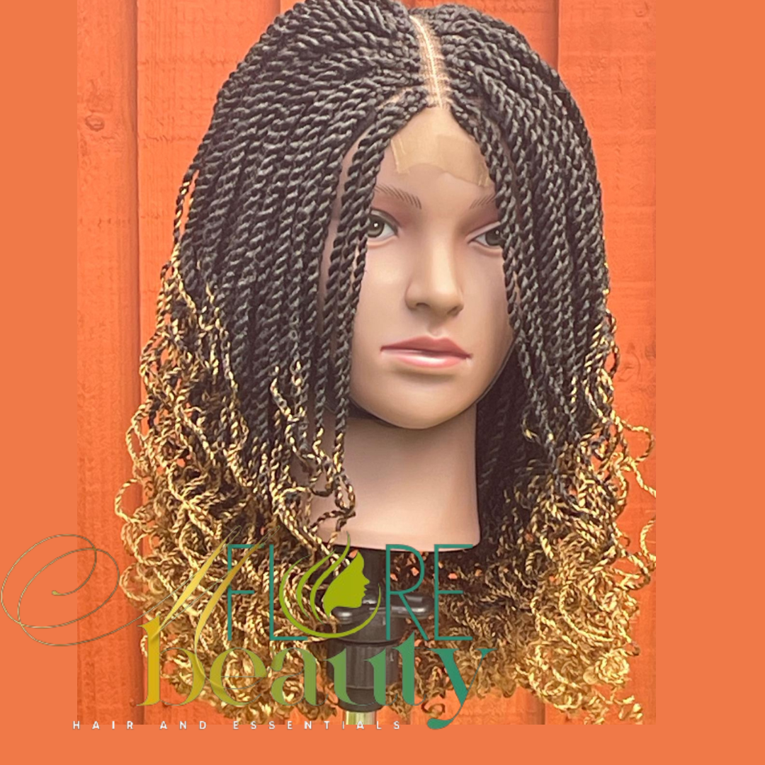 Black and blonde kinky curly twist wig