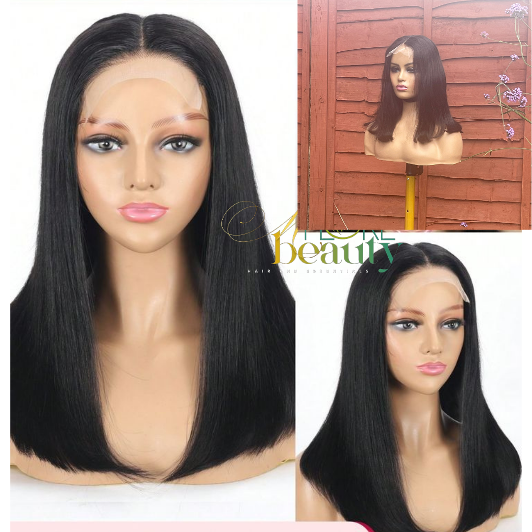 1B Black 14’’ Straight 15A virgin hair wig
