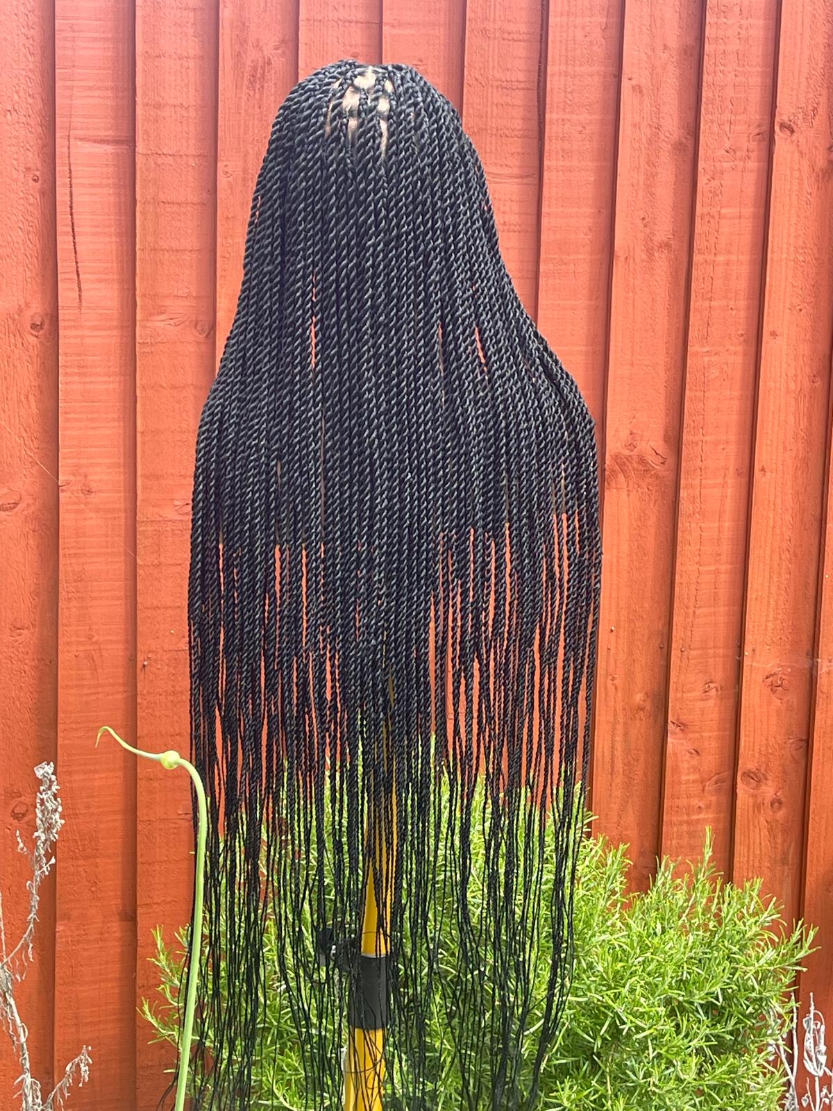 30 Inch Black Rope Twist Wig