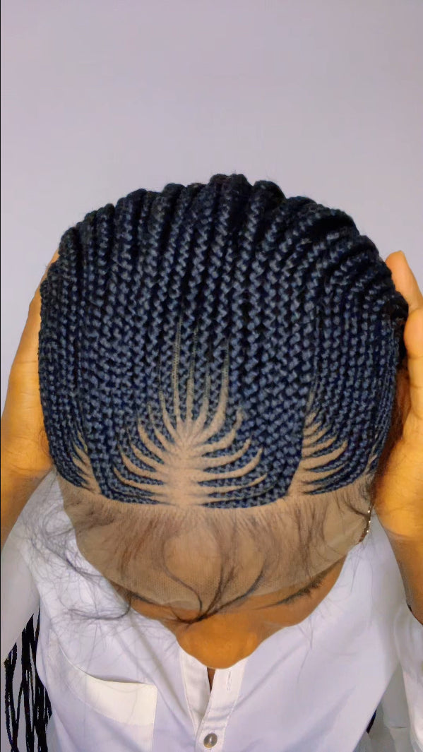 Fulani braid wig with Design