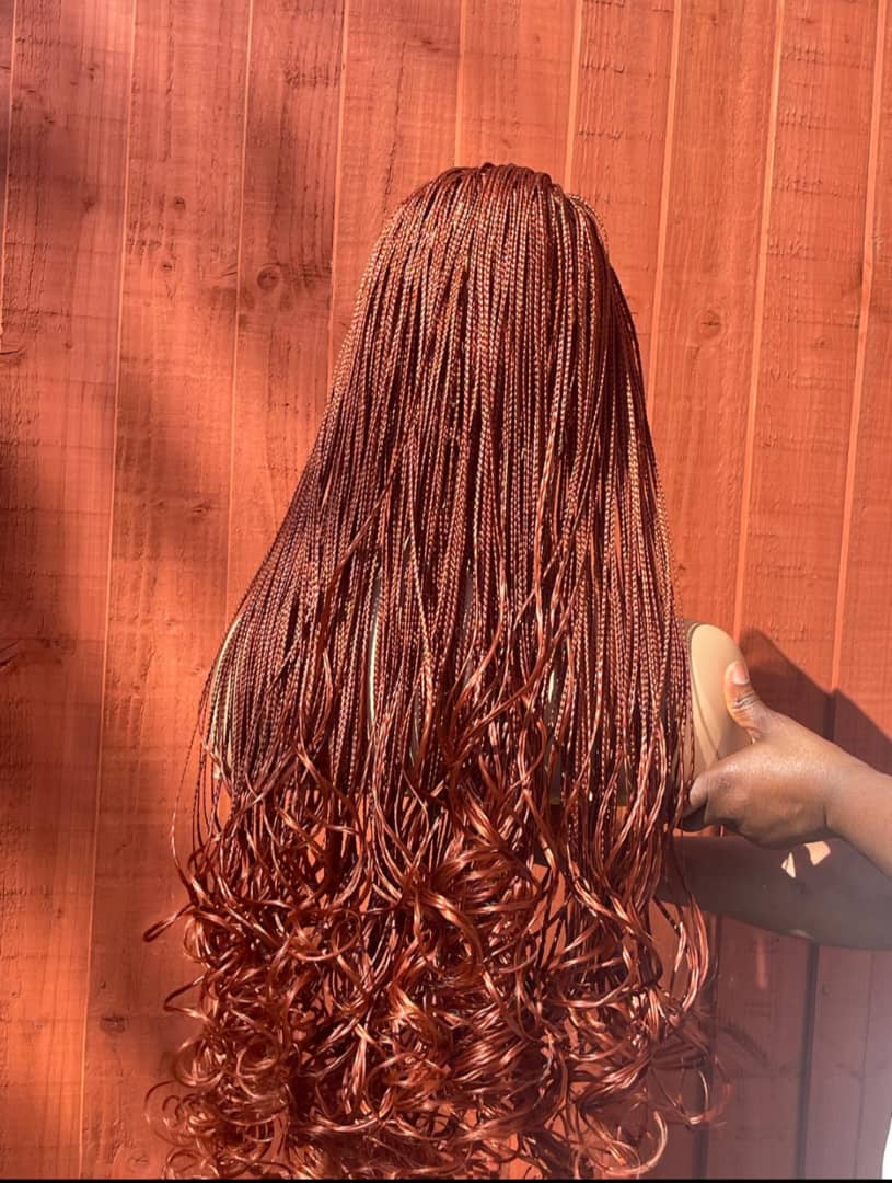 Full lace Red braided Spanish curl wig