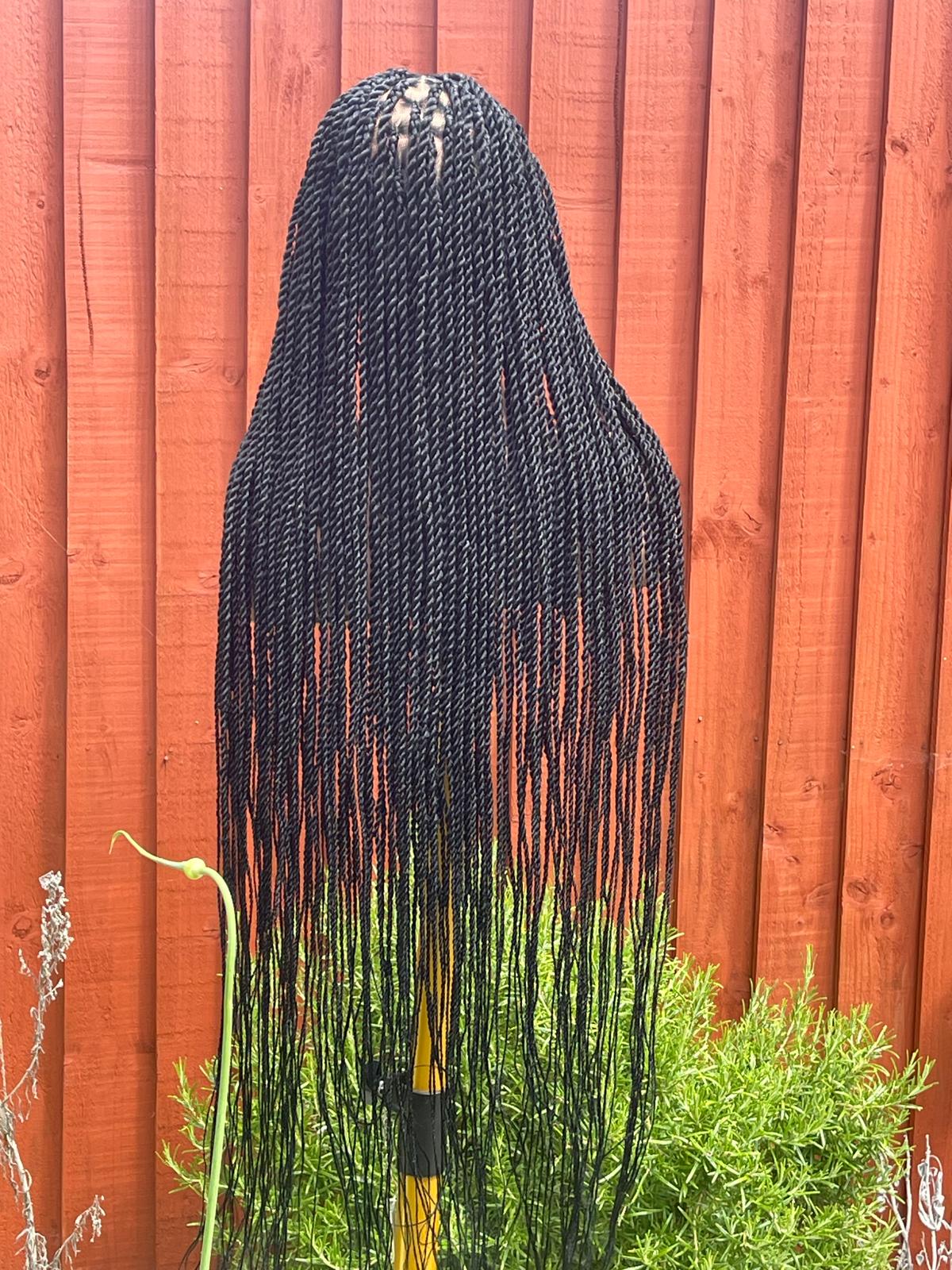 30 Inch Black Rope Twist Wig