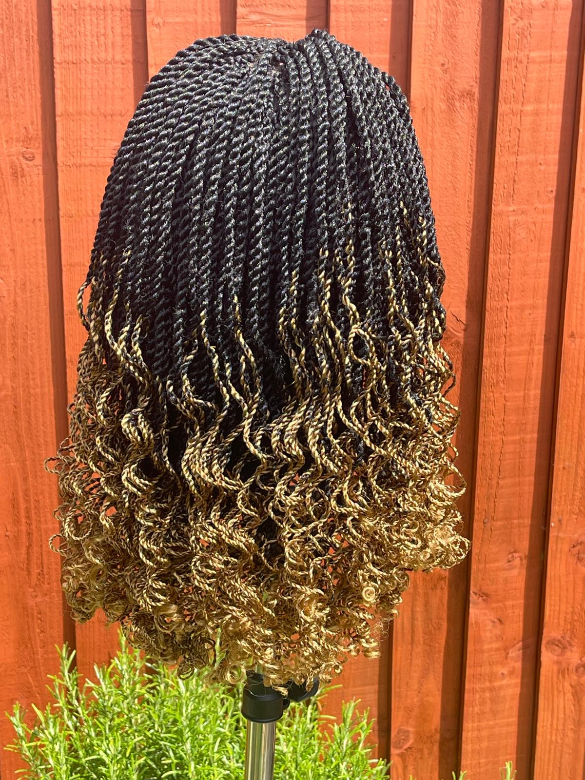 Black and blonde kinky curly twist wig