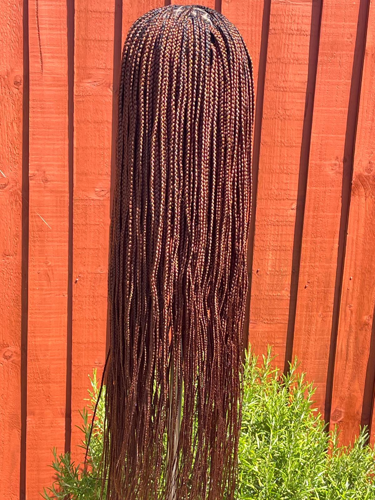 Brown box braid wig