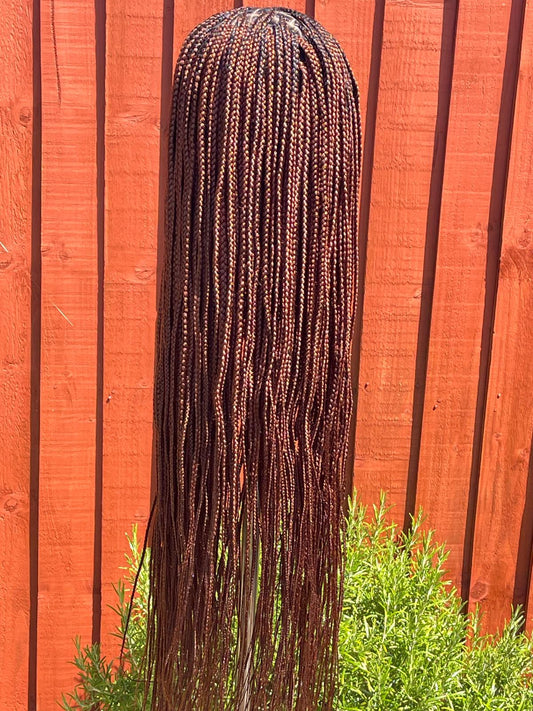 Brown box braid wig