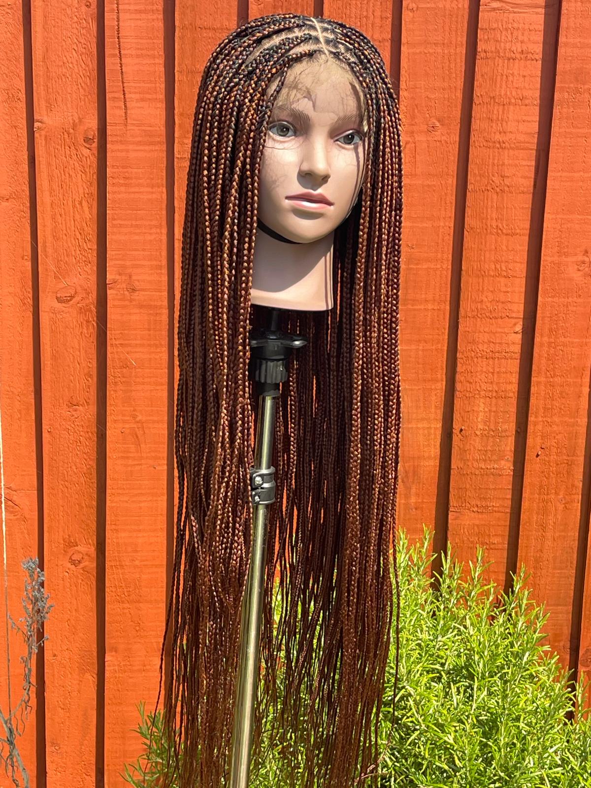 Brown box braid wig