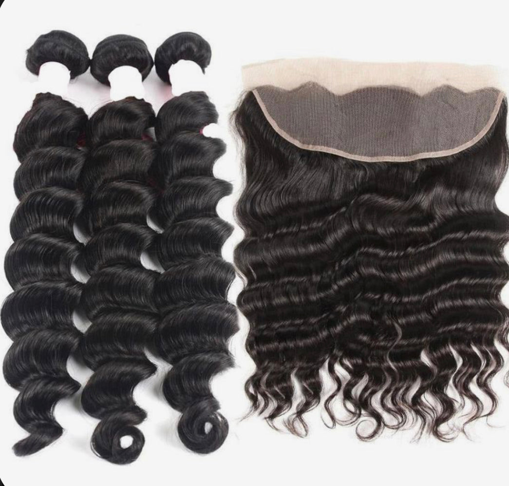 3 bundles +transparent lace frontal