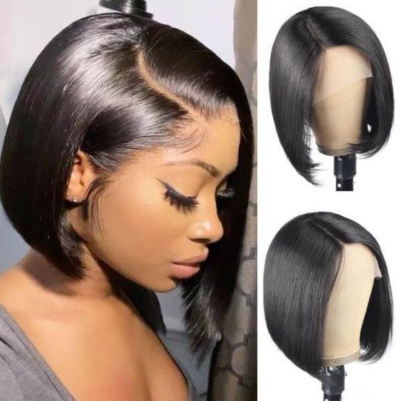 Side part wig 1B Black (pre-plucked)