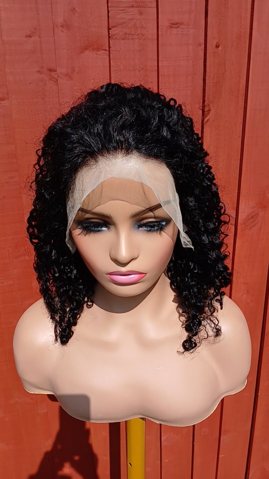 1b Black curly wig 14 inch