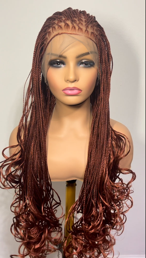 Full lace Red braided Spanish curl wig