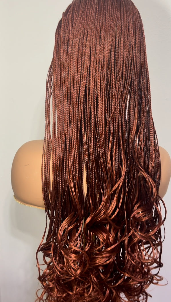 Full lace Red braided Spanish curl wig