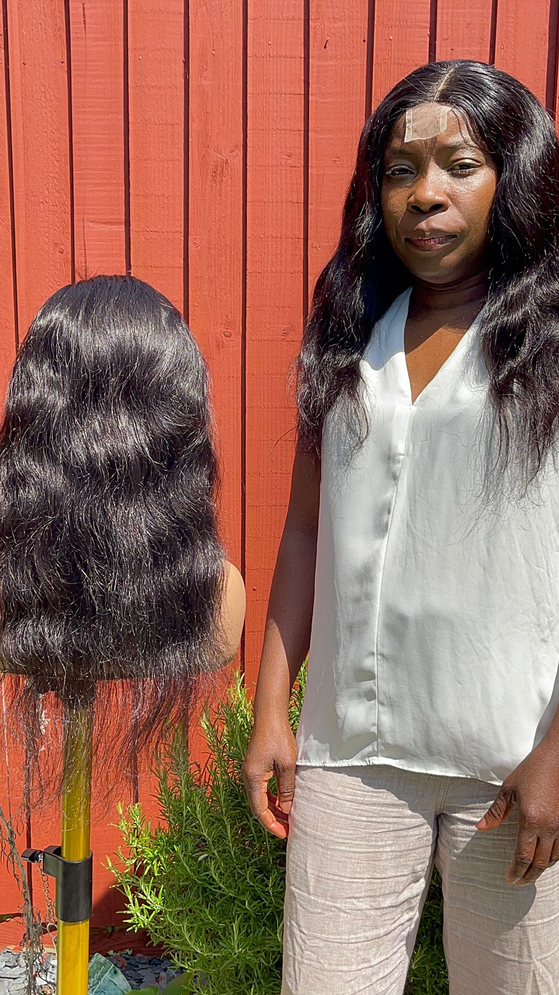 18" 1B Black 2x6 lace Wavy Indonesian Wig